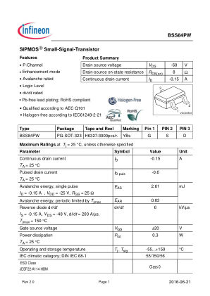 BSS84PW datasheet cover page