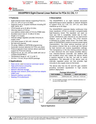 DS320PR810 datasheet cover page