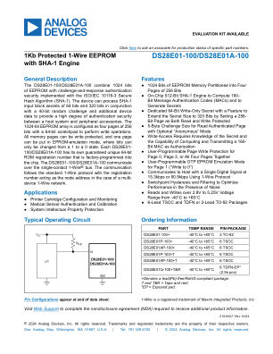 DS28E01-100 datasheet cover page