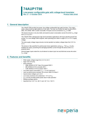 74AUP1T98GF datasheet cover page