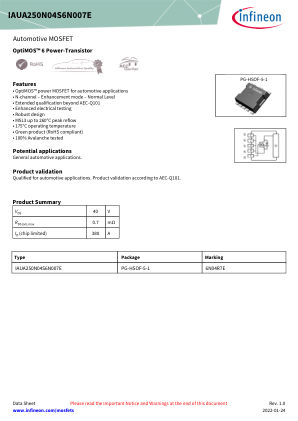 IAUA250N04S6N007E datasheet cover page