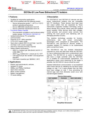 ISO1541-Q1 datasheet cover page