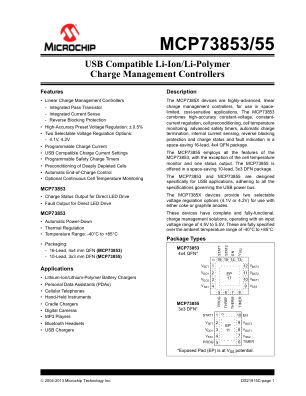 MCP73855-I 数据手册首页
