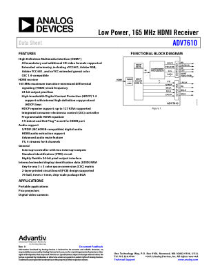 ADV7610 datasheet cover page