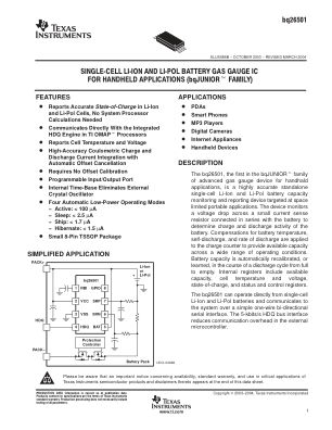 BQ26501 datasheet cover page