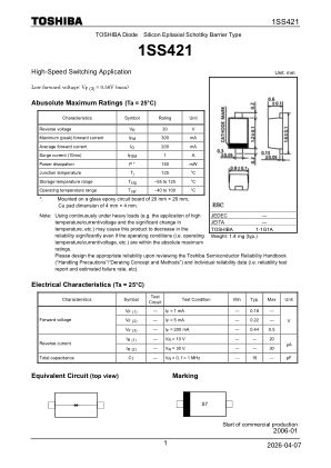 1SS421 数据手册首页