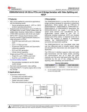 DS90UH941AS-Q1 datasheet cover page