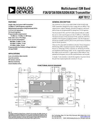 ADF7012 数据手册首页