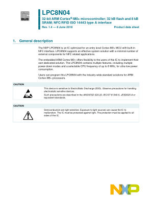 LPC8N04 datasheet cover page