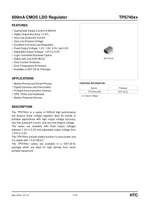 TPS740XX datasheet cover page