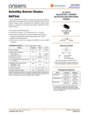 BAT54LT1 数据手册首页
