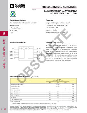 HMC423 datasheet cover page