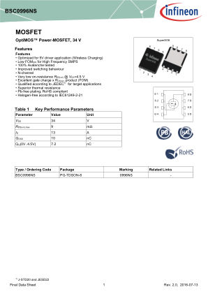 BSC0996NS datasheet cover page