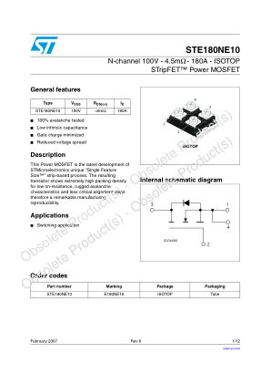 STE180NE10 datasheet cover page