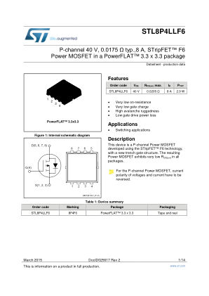 STL8P4LLF6 数据手册首页