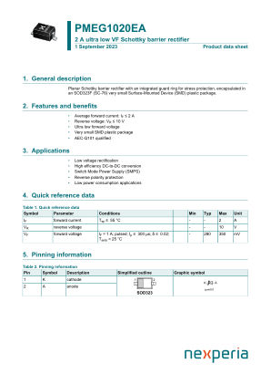 PMEG1020EA datasheet cover page