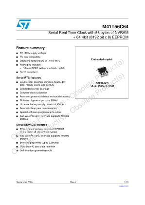 M41T56C64 datasheet cover page