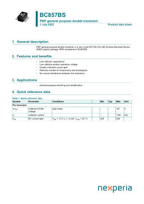 BC857BS datasheet cover page