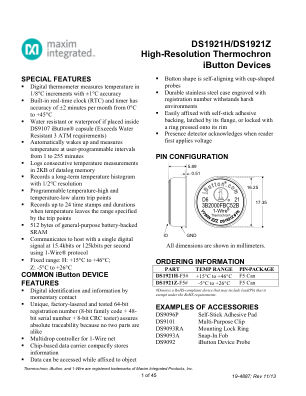 DS1921H-DS1921Z datasheet cover page