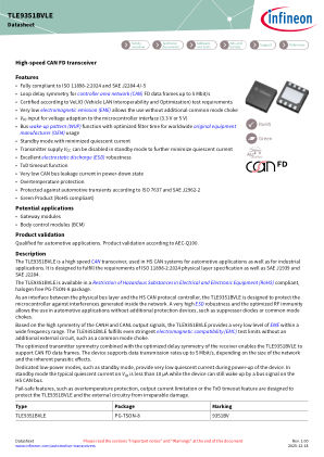 TLE9351BVLE datasheet cover page