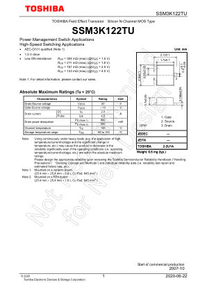 SSM3K122TU 数据手册首页