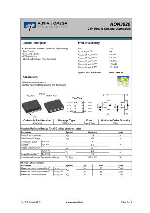 AON3820 数据手册首页