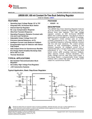 LM5006 数据手册首页