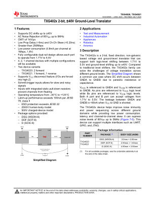 TXG4021 datasheet cover page
