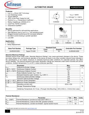 AUIRGDC0250 datasheet cover page