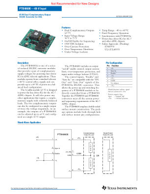 PTB48600A datasheet cover page