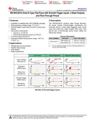 SN74HCS574 datasheet cover page