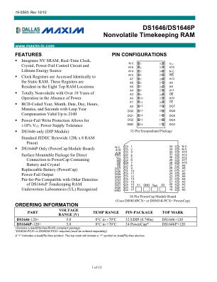 DS1646-DS1646P datasheet cover page