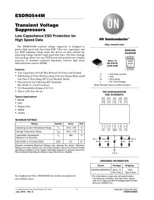 ESDR0544M datasheet cover page