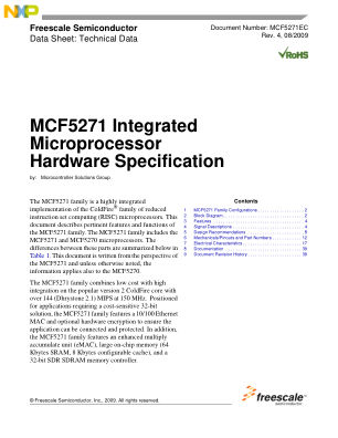 MCF5271EC datasheet cover page
