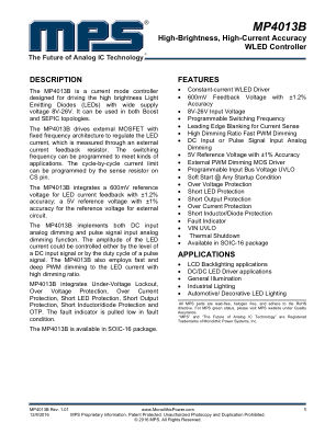 MP4013B datasheet cover page