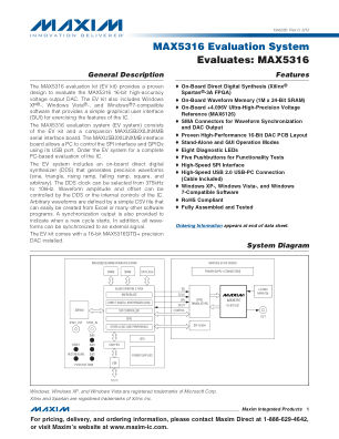 MAX5316EVSYS 数据手册首页
