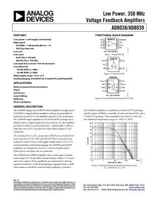 AD8038 数据手册首页