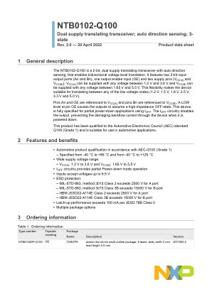 NTB0102 datasheet cover page