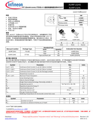 AUIRF1324S datasheet cover page