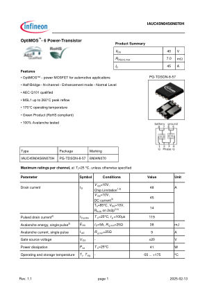 IAUC45N04S6N070H 数据手册首页