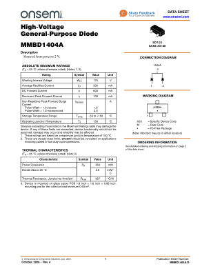 MMBD1405A 数据手册首页
