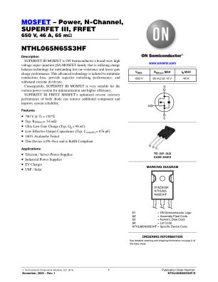 NTHL065N65S3HF datasheet cover page