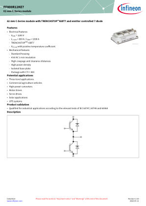 FF800R12KE7 datasheet cover page