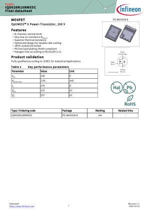 IQD020N10NM5SC datasheet cover page