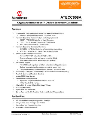 ATECC608A-SSHDA-T 数据手册首页