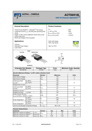 AOT66918L datasheet cover page