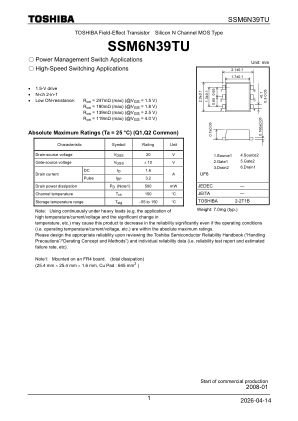 SSM6N39TU datasheet cover page