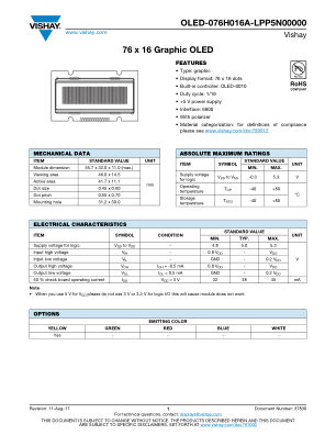 OLED076H016ALPP5N00000 datasheet cover page