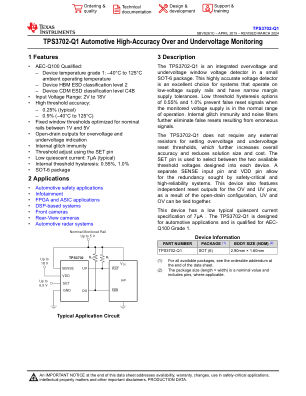 TPS3702-Q1 datasheet cover page