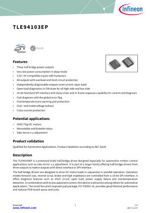 TLE94103EP datasheet cover page